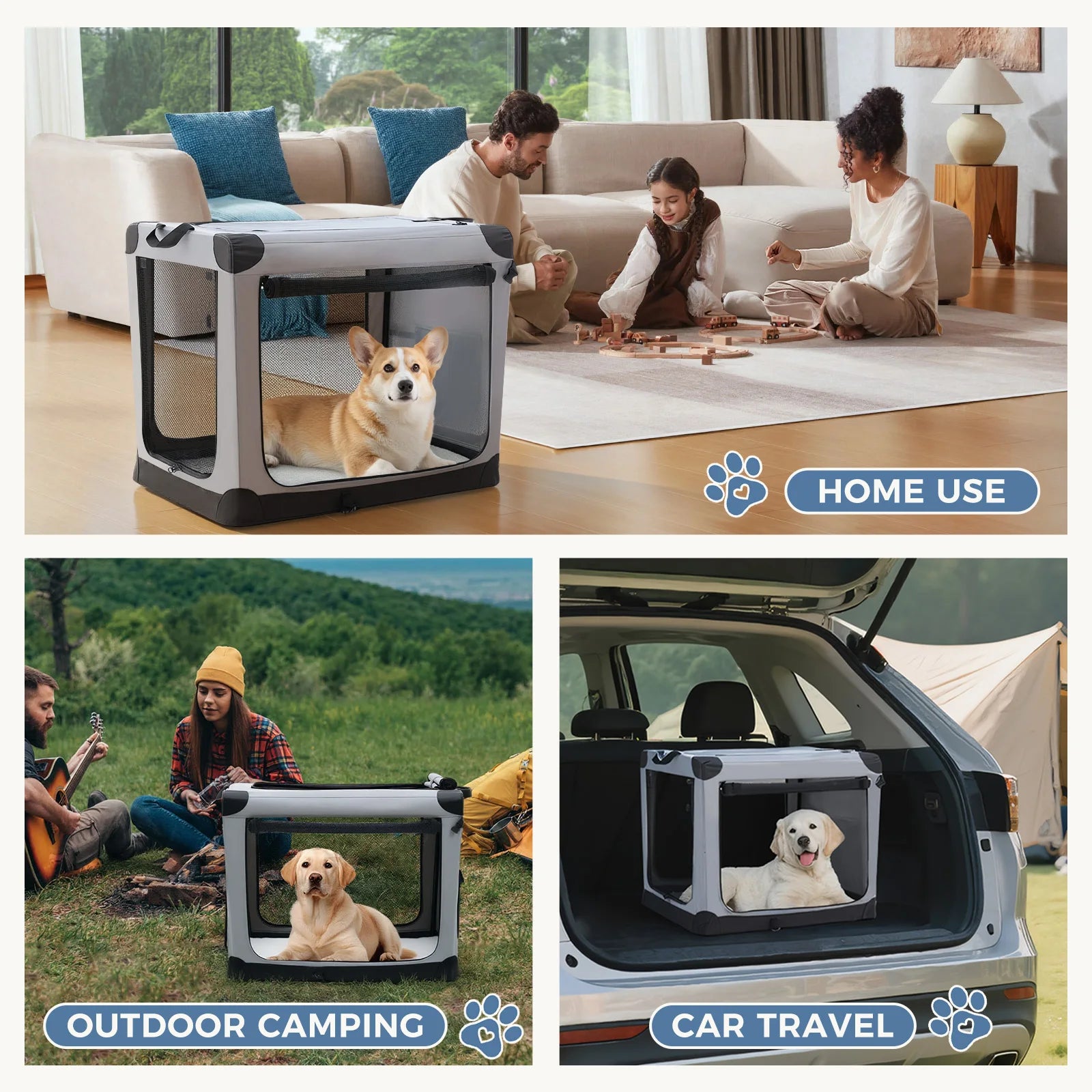 JHK Foldable Soft Dog Crate Portable Pet Kennel
