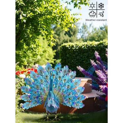 Vibrant Garden Metal Peacock Outdoor Statue