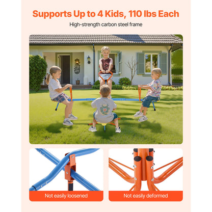 SucceBuy 4 Seat Kids Seesaw Sit &amp; Spin Teeter Totter