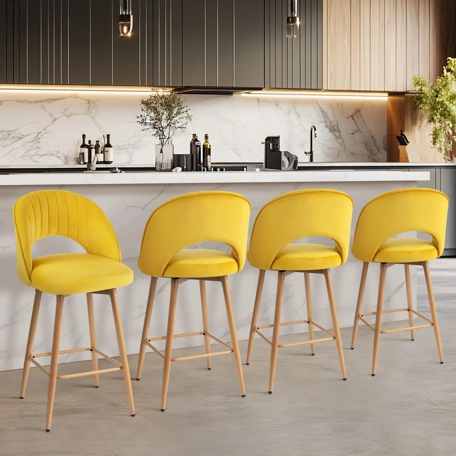 Counter Height Set of 4 Swivel Bar Stools
