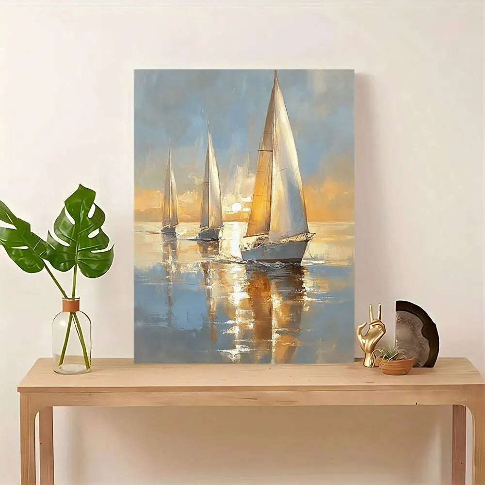 Charming Soft Pastel Sailing Boat at Sea Wall Art