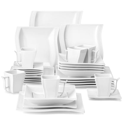 Malacasa White Porcelain Dinner Set