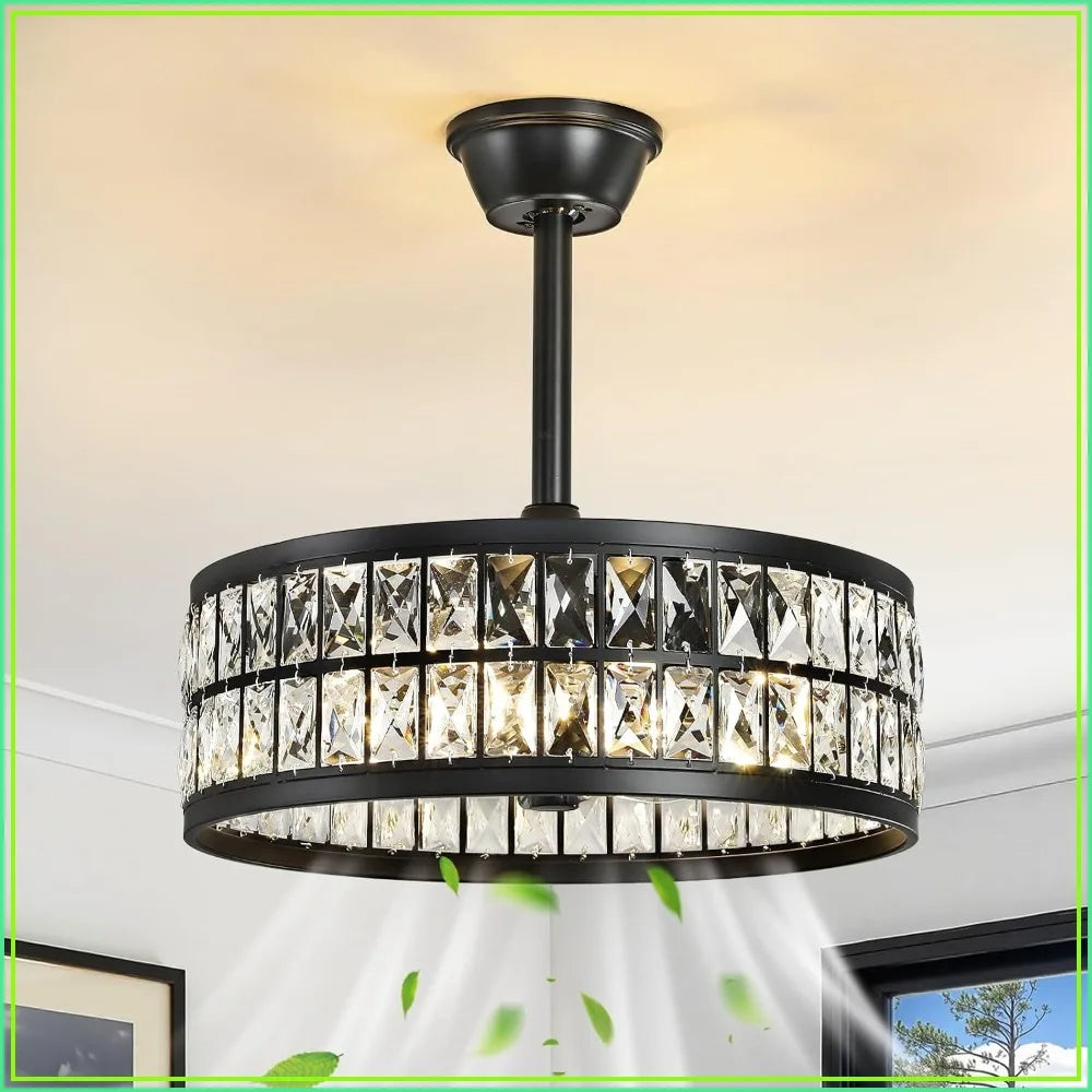 18.9 Inch Crystal Caged Ceiling Fan with Light