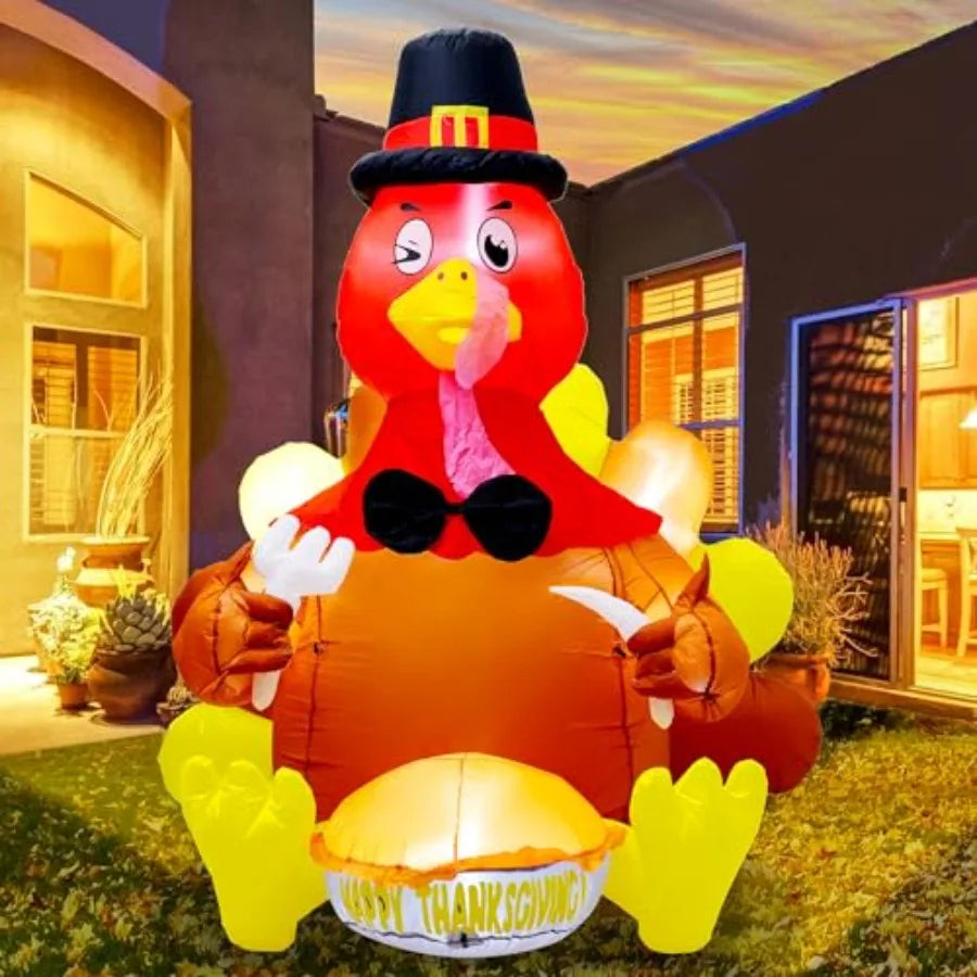 6 Foot Outdoor Thanksgiving Turkey Inflatable Decoration