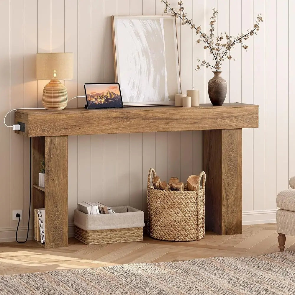 63 Inch Farmhouse Style Narrow Entryway Table