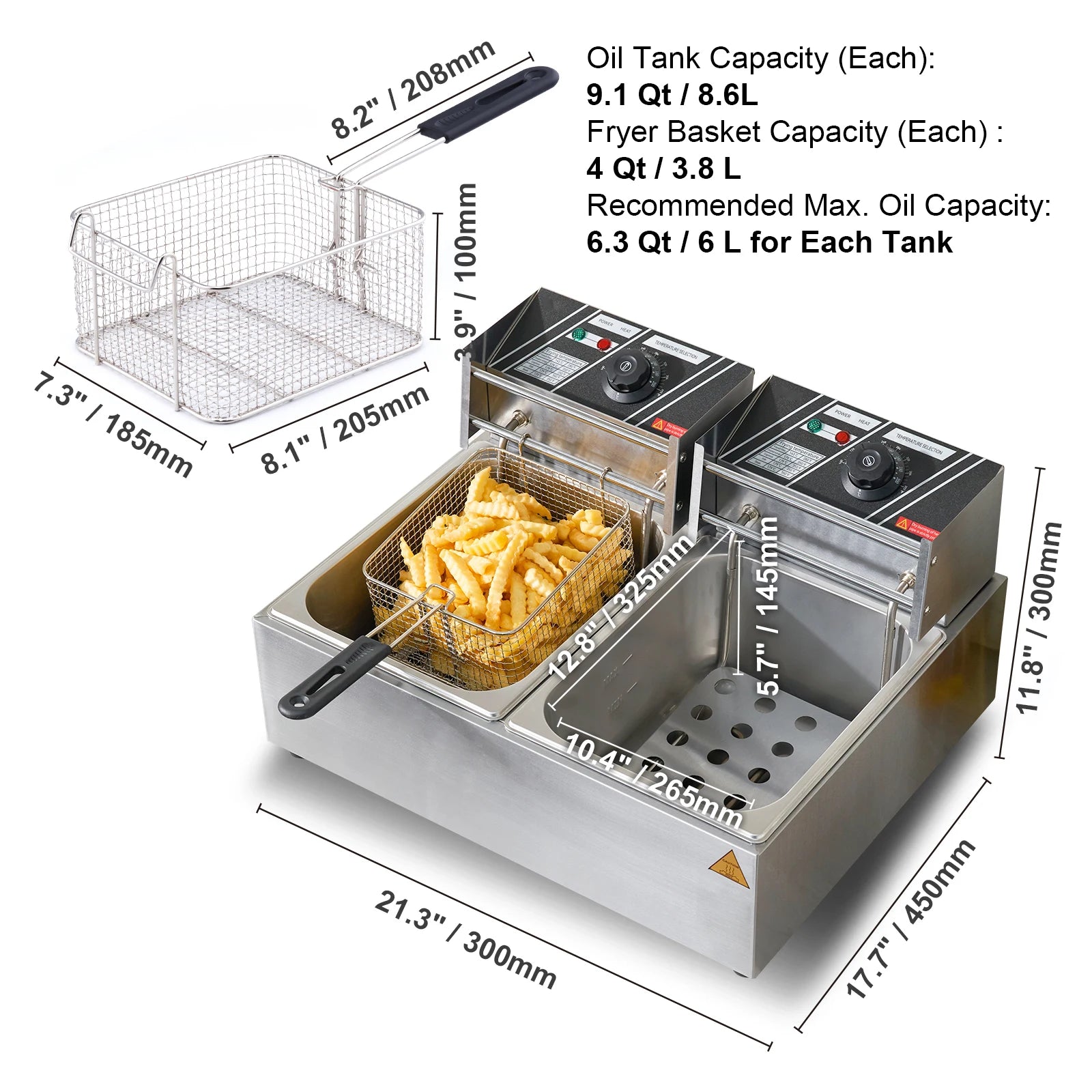 Electric Deep Fryer w/Dual Removable Tanks