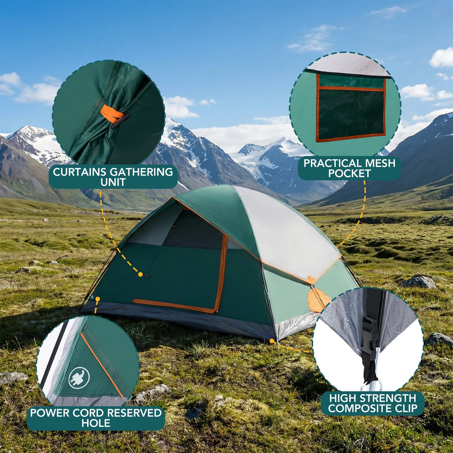JHK 2 Person Weatherproof Outdoor Camping Tent