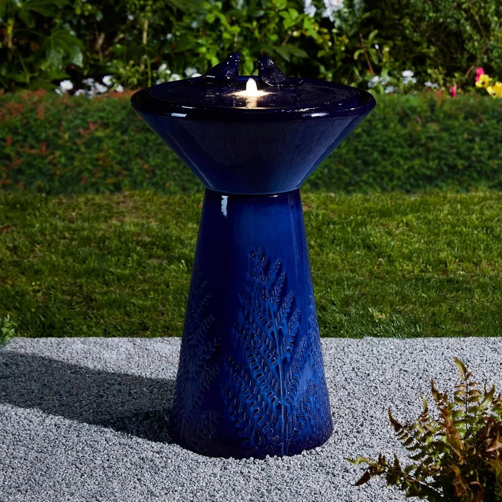 27.5 Inch Outdoor Garden Water Fountain with LED Lights and Pump