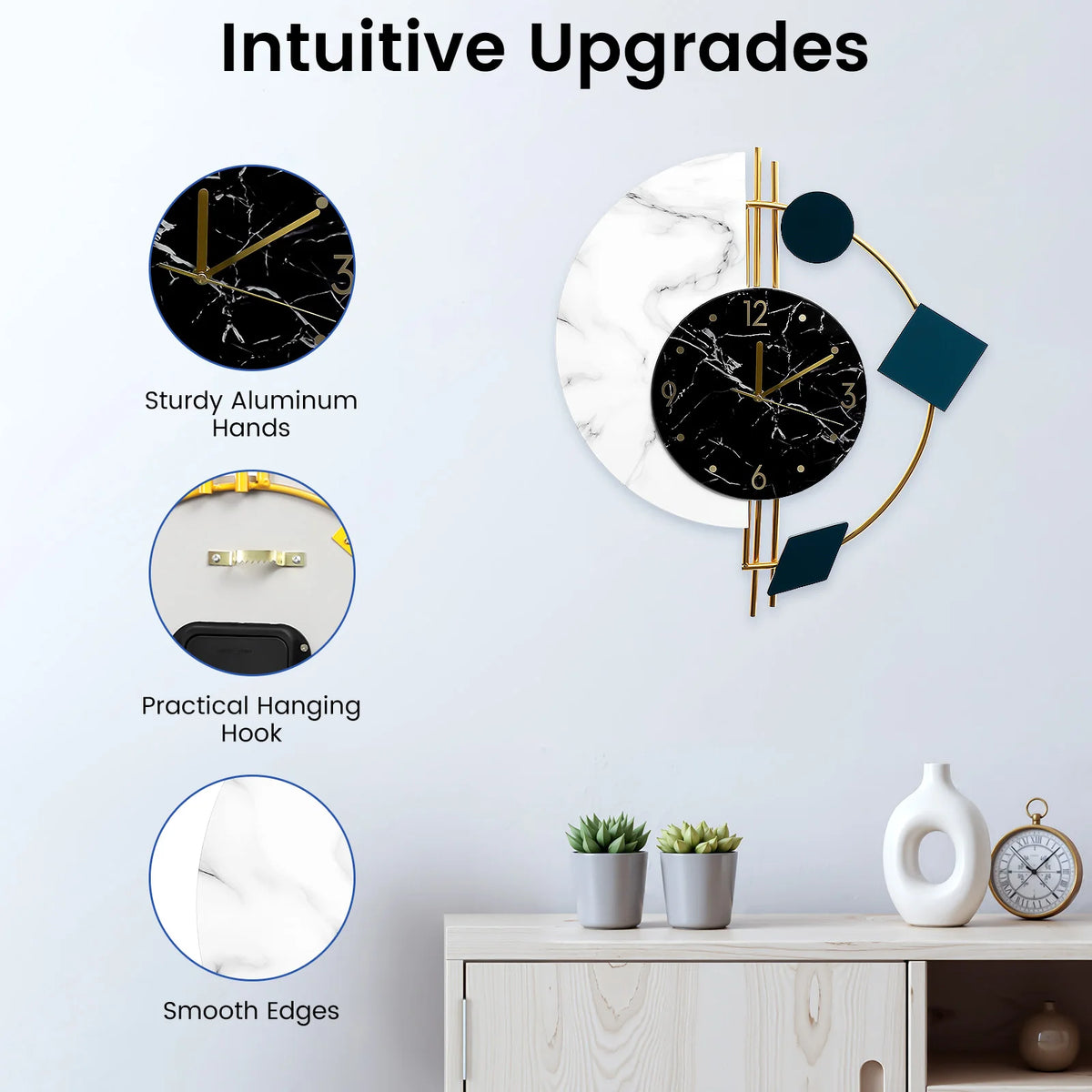 22 Inch Nordic Style Luxury Marble Wall Clock