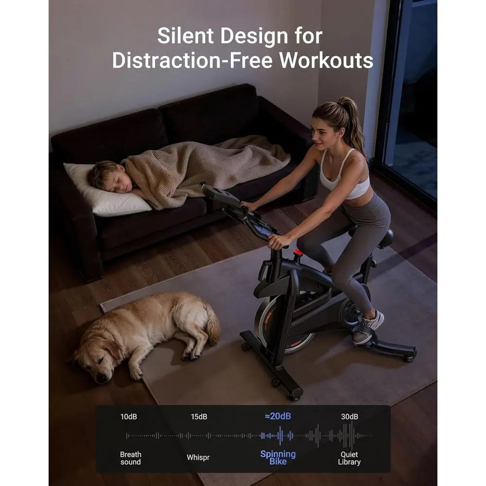 Silent Stationary Exercise Bike with 0-100 Resistance Levels