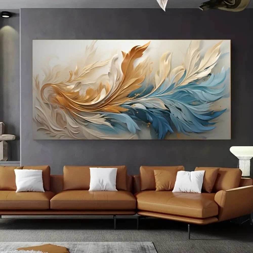 Modern Abstract Gold Feather Interior Wall Art Decoration