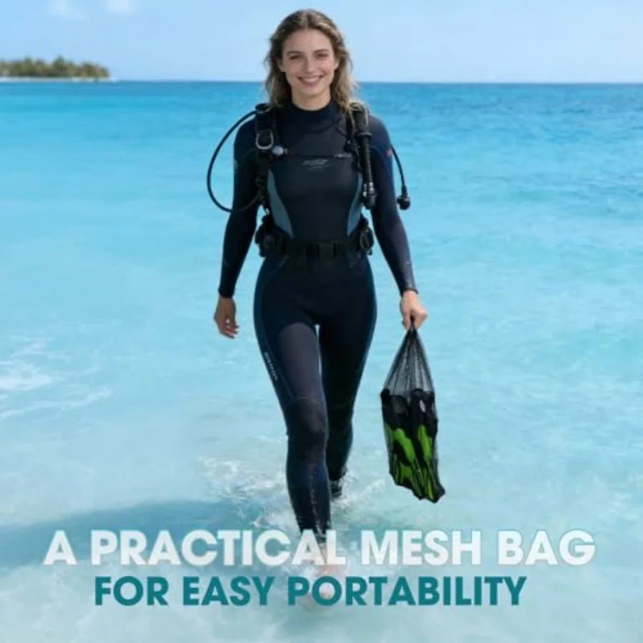 Lightweight Adjustable Adult Open Heel Rubber Snorkel Fins