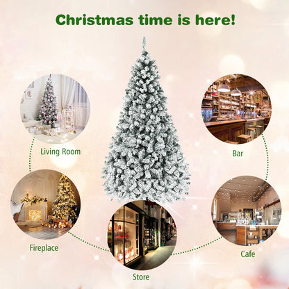 7.5 Foot Pre-Lit Premium Snow Flocked Artificial Christmas Tree