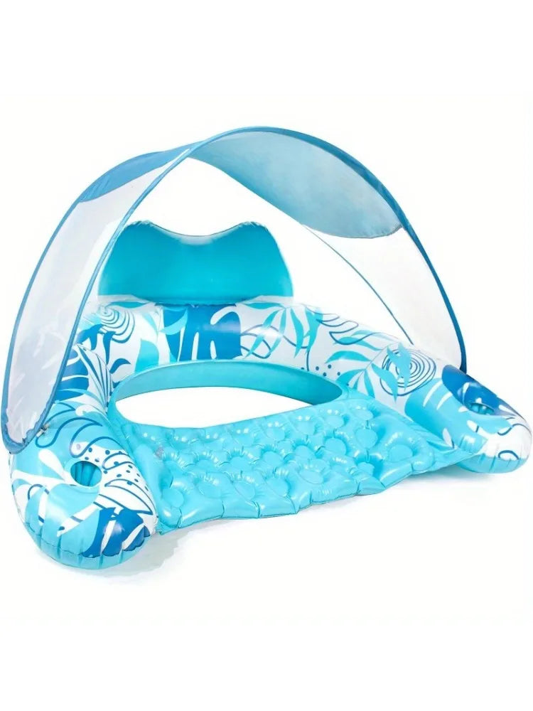 JOYFY XL Inflatable Lounge Chair with Canopy and Cup Holders