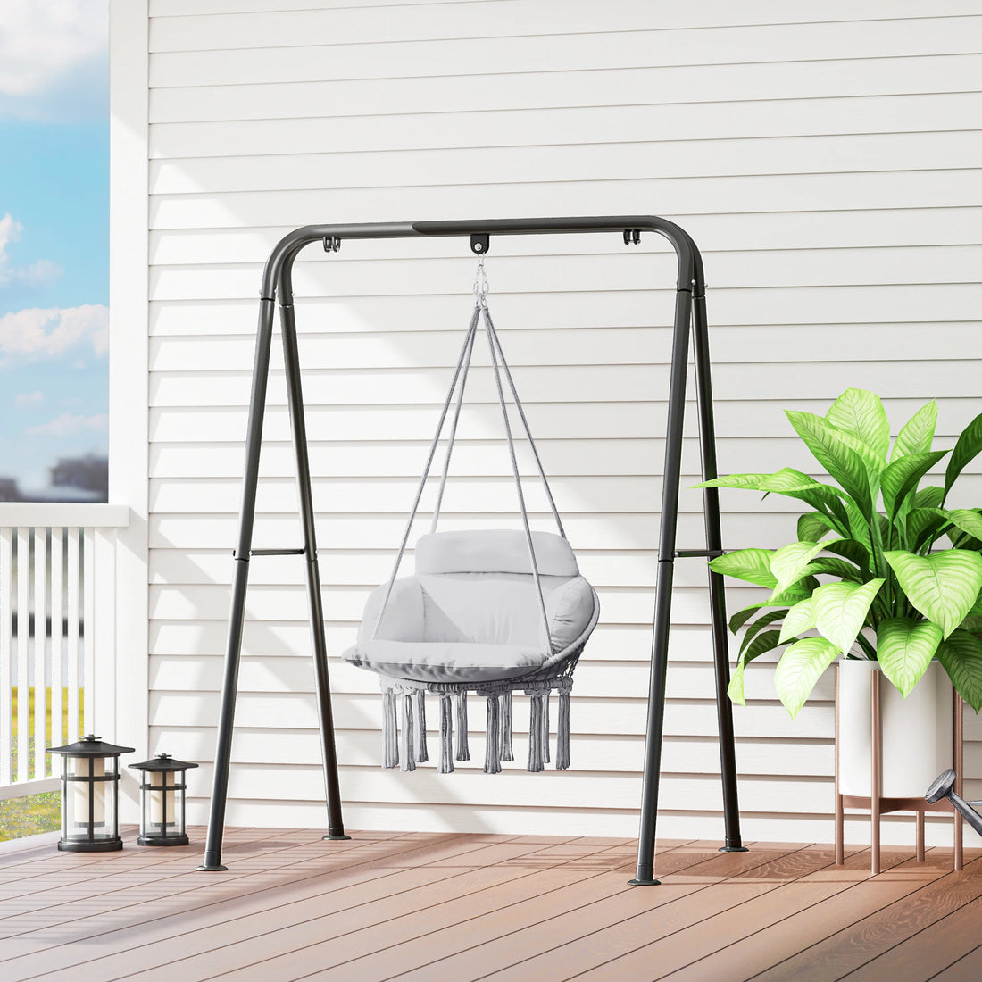 Hanging Macrame Hammock Chair with Cushion