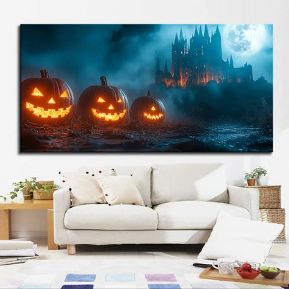 Haunting Castle and Cemetery Halloween Wall Art