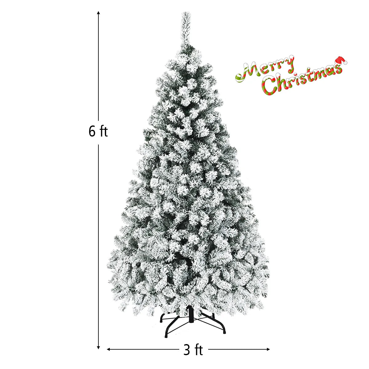 6-Foot Pre-Lit Premium Snow Flocked Hinged Artificial Christmas Tree