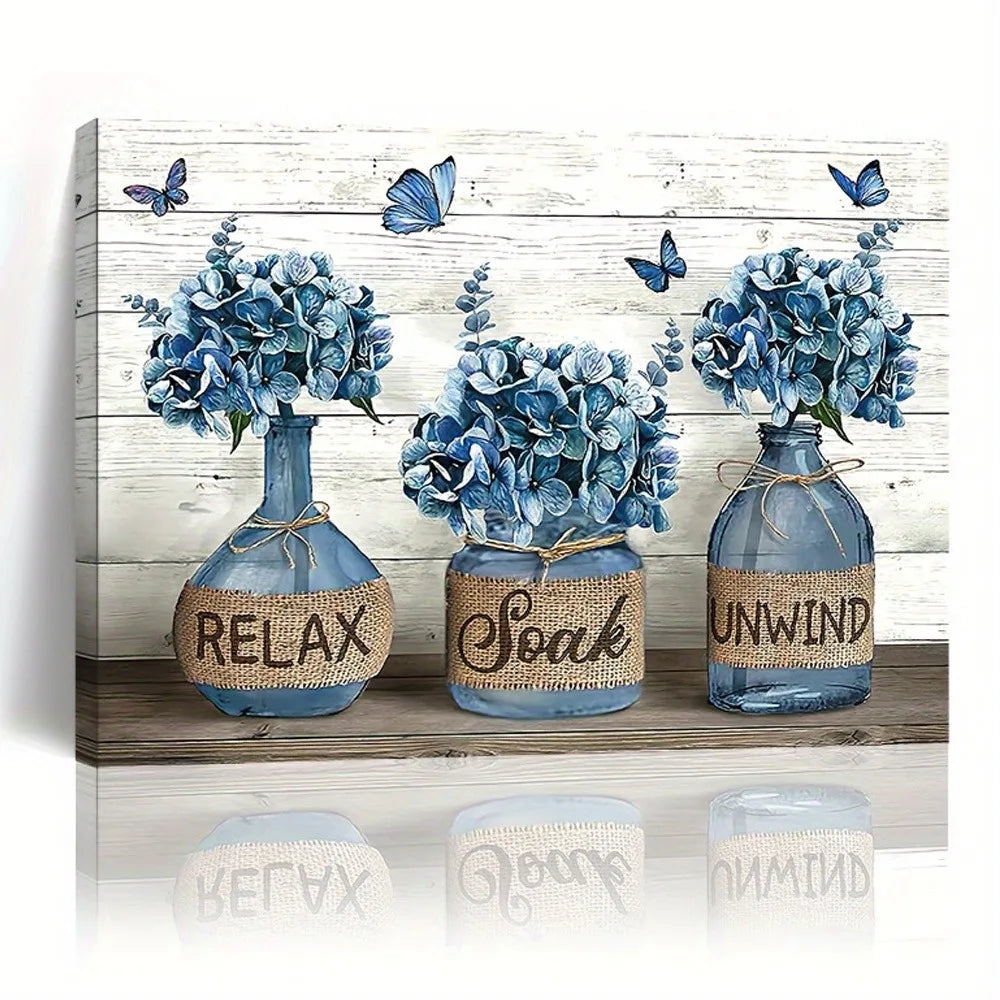 Vernacular Blue Daffodil Canvas Wall Art for Interior Decoration