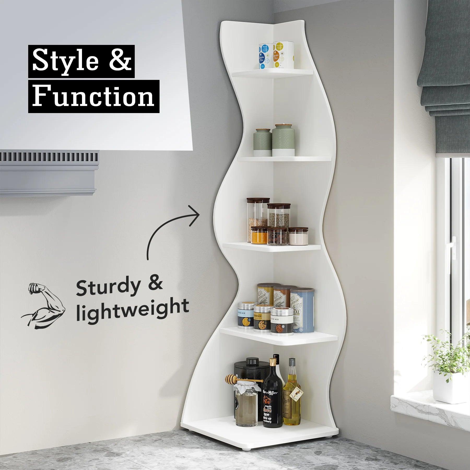 Tribesigns Modern 5-Tier Corner Shelf