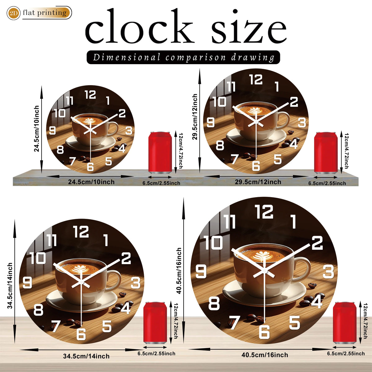 Latte Art Decor Coffee Cup Design Wall Clock