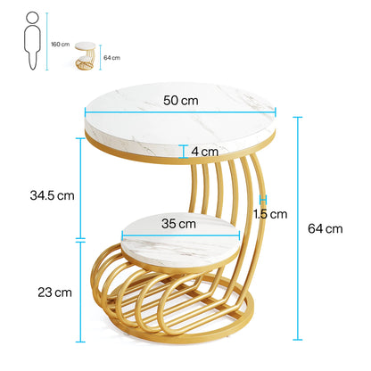 Tribesigns Round End Table with 2-Tiers