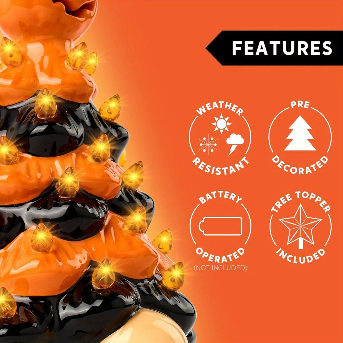 8.5 inch Tall Ceramic Pumpkin Gnome with Build-in LED Lights