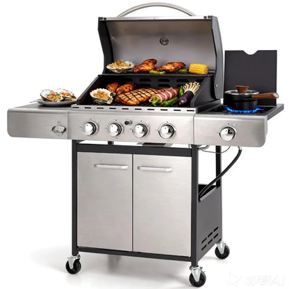 4-Burner Propane Gas Grill with Side Burner