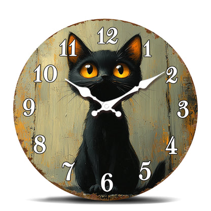 Mysterious Gothic Style Black Cat Wall Clock