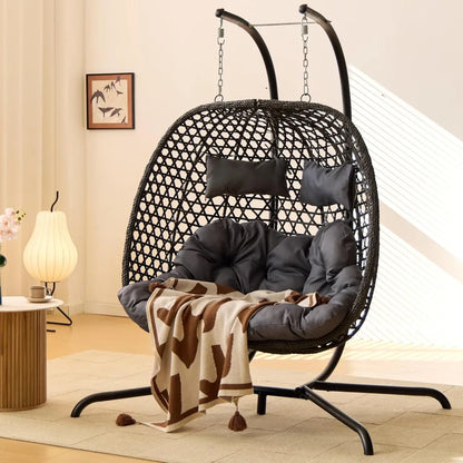 Double Hanging Egg Chair with Stand