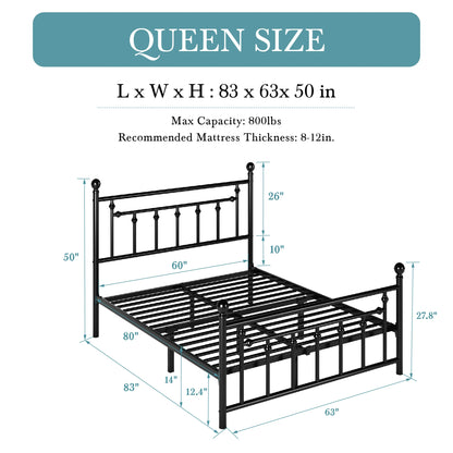 Metal Victorian Style Iron Art Headboard and Footboard