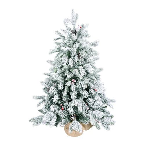 3 Foot Pre-Decorated Flocked Desktop Christmas Tree