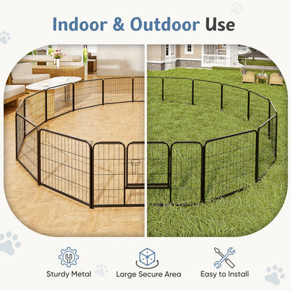 JHK 16 Panel Foldable Metal Dog Playpen