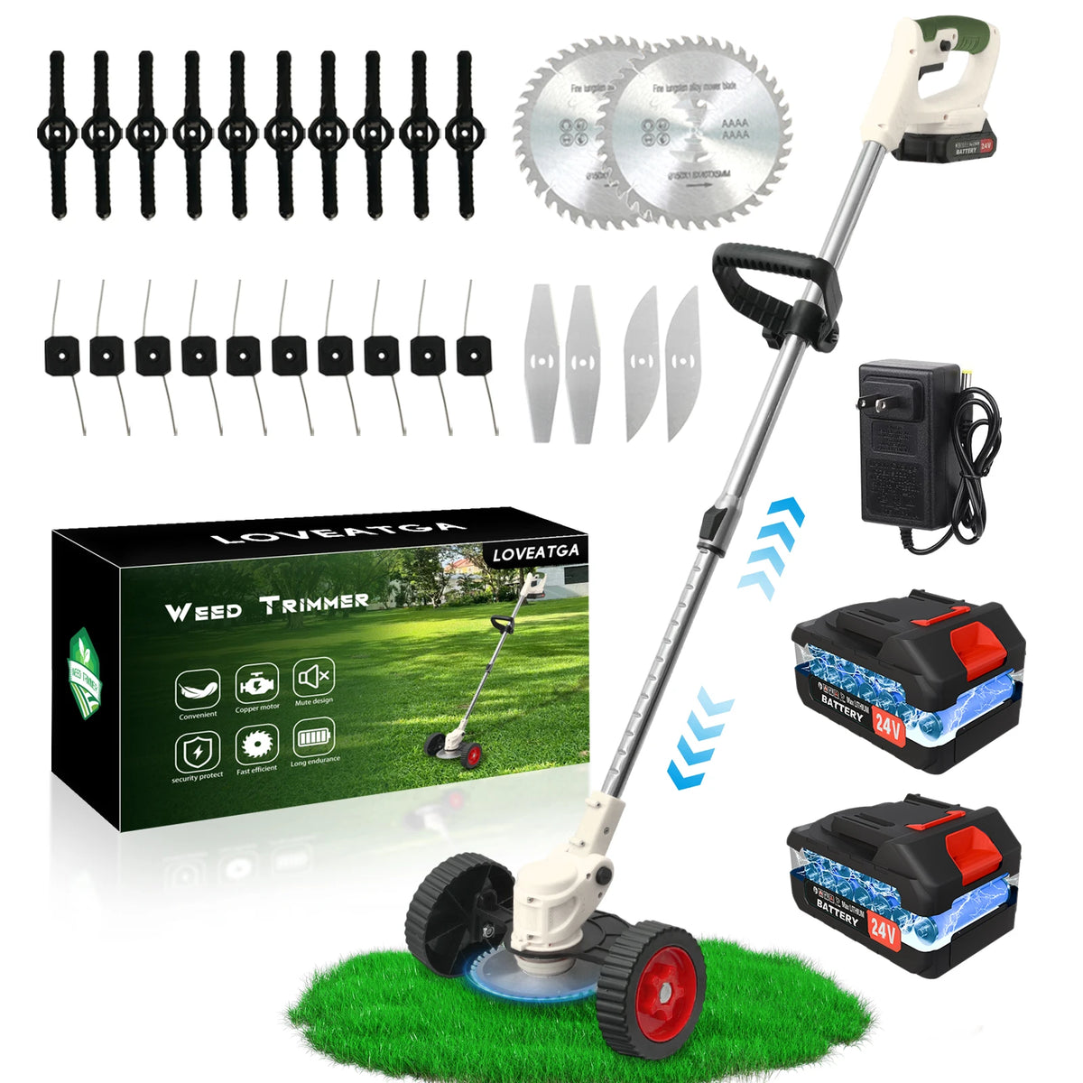 21V Cordless 3-in-1 Lightweight Electric Grass Trimmer