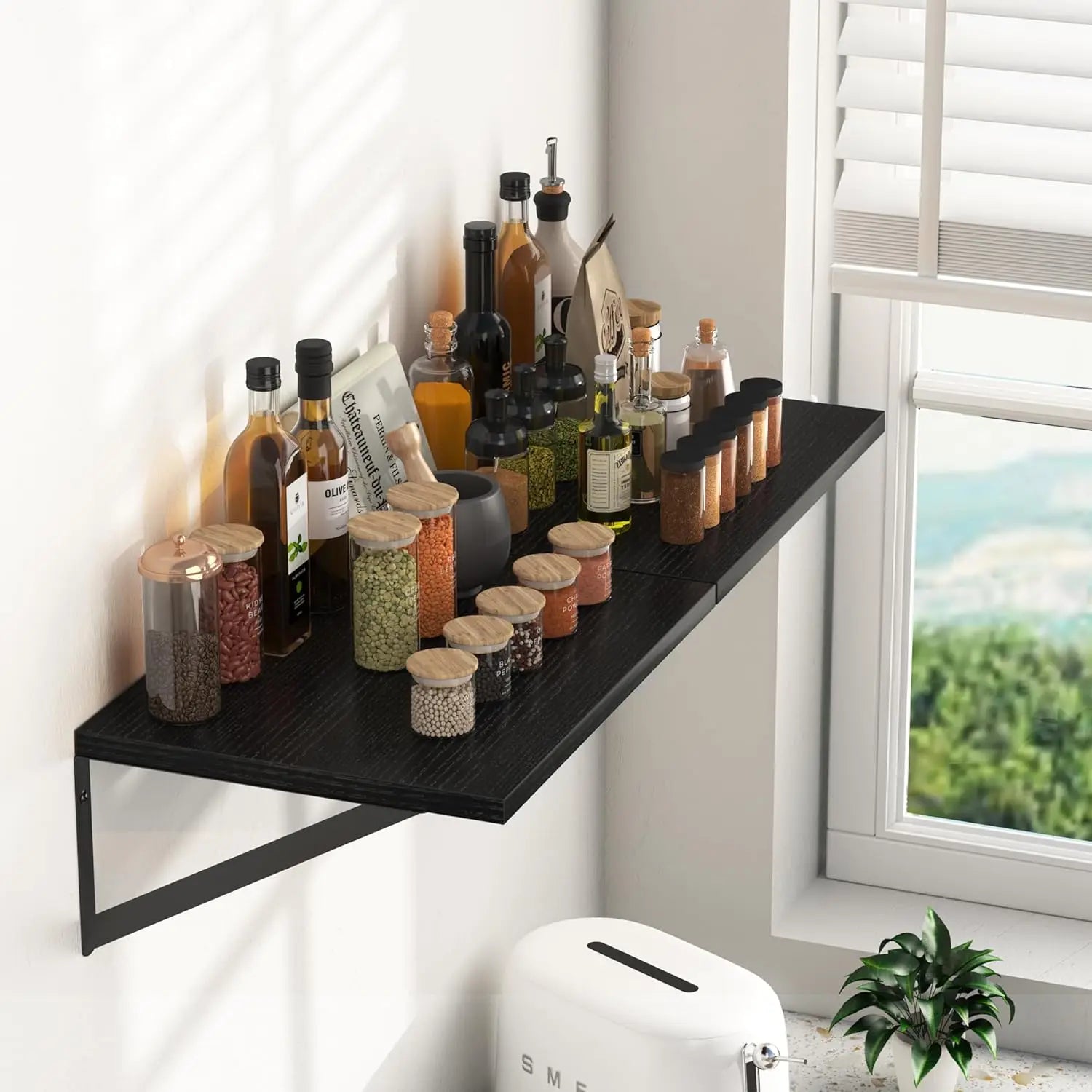 Set of 2 16" Wide x 12" Deep x 5.8" High Floating Wood Wall Shelves