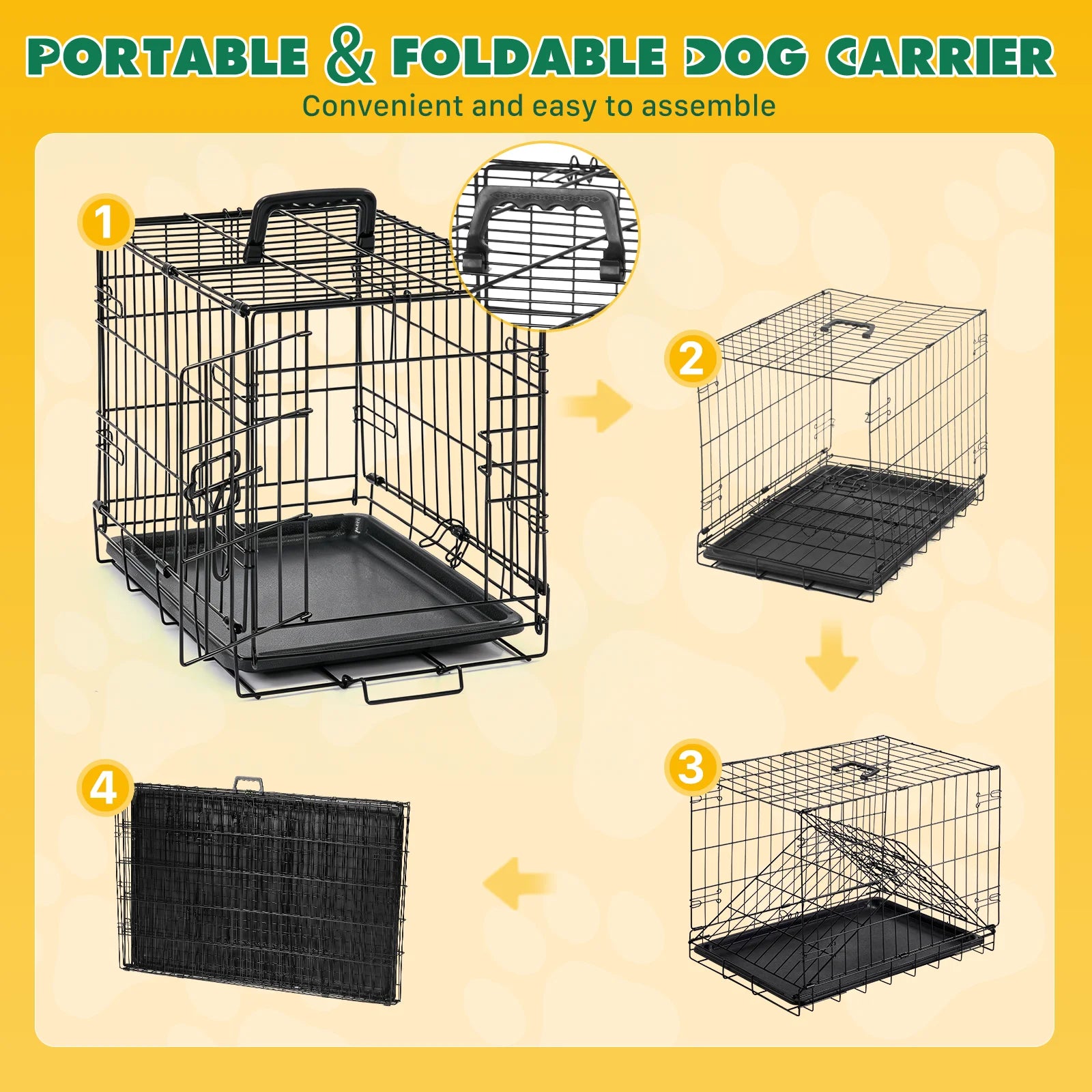 JHK 18 Inch Foldable Metal Pet Kennel