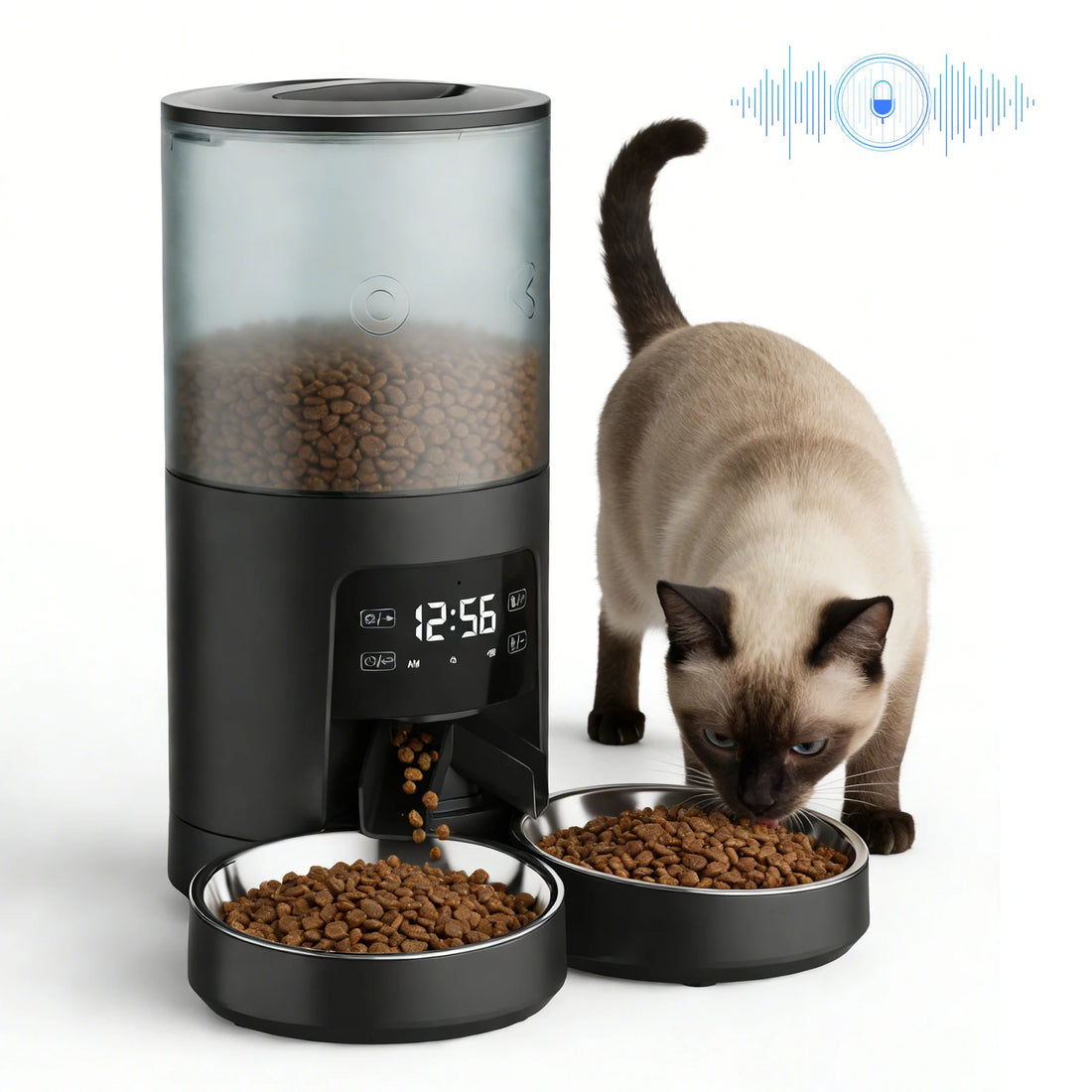 JHK 6L Automatic Timed Pet Feeder with 2 Stainless Bowls