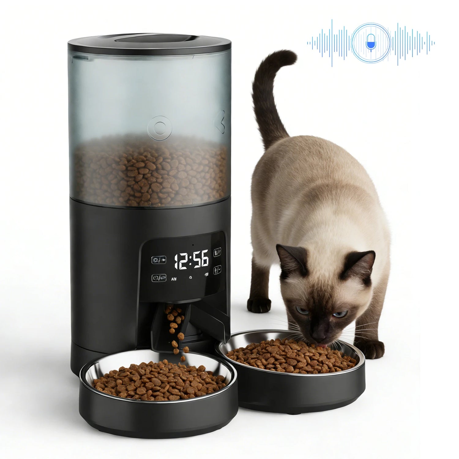 JHK 6L Automatic Timed Pet Feeder with 2 Stainless Bowls
