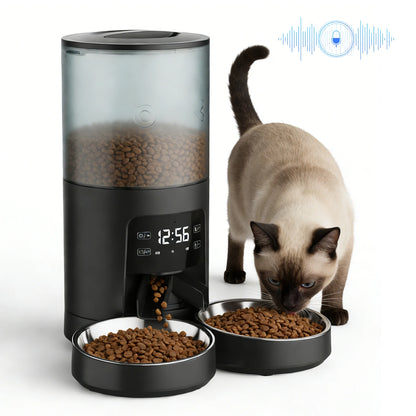 JHK 6L Automatic Timed Pet Feeder with 2 Stainless Bowls