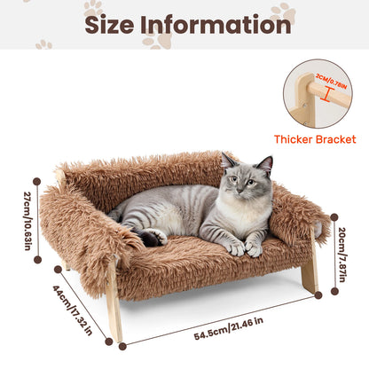 Large Wooden Leg Raised Plush Pet Sofa