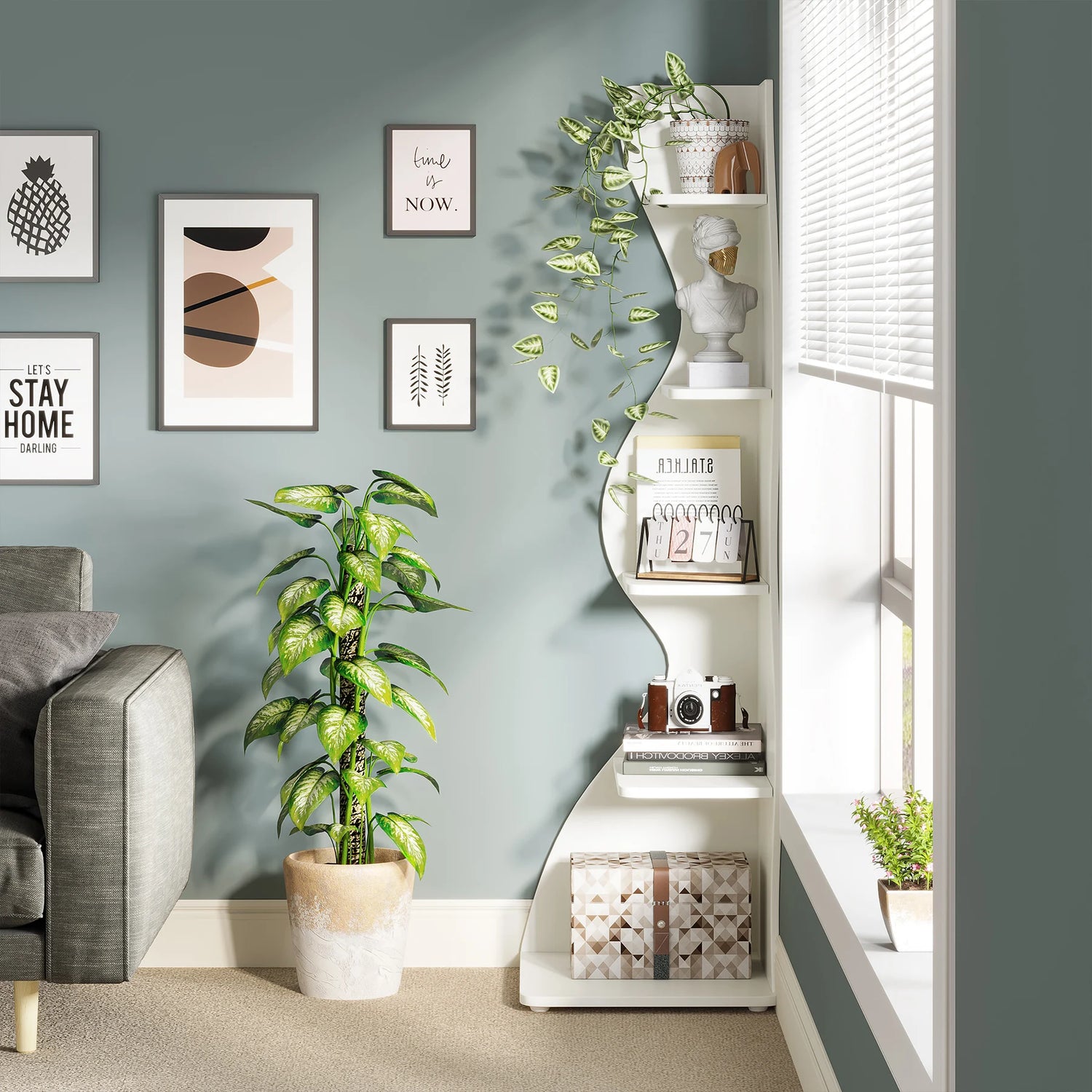 Tribesigns Modern 5-Tier Corner Shelf