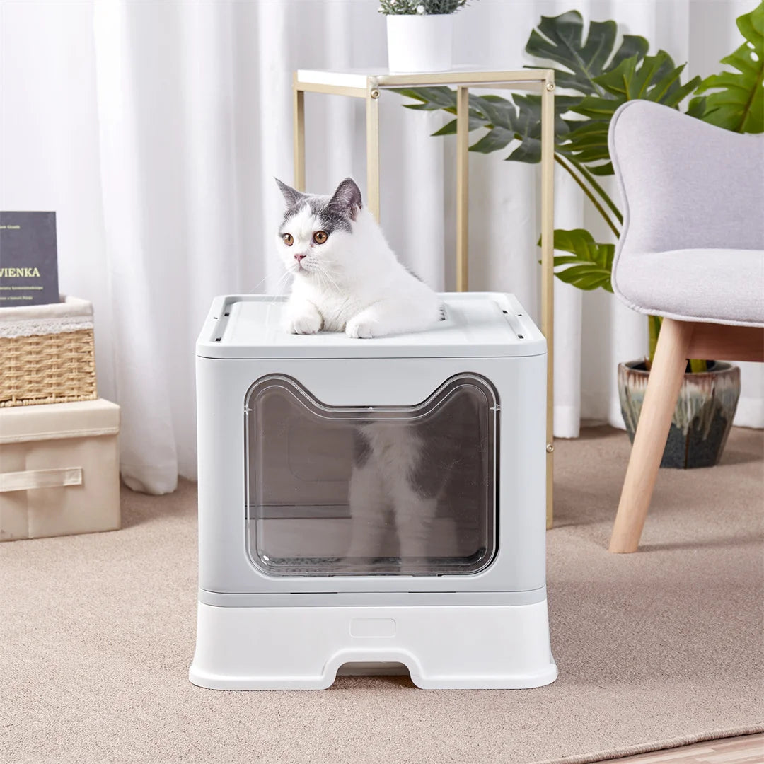 Large Enclosed Cat Litter Box with Scoop Drawer