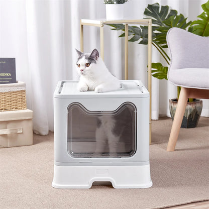 Large Enclosed Cat Litter Box with Scoop Drawer