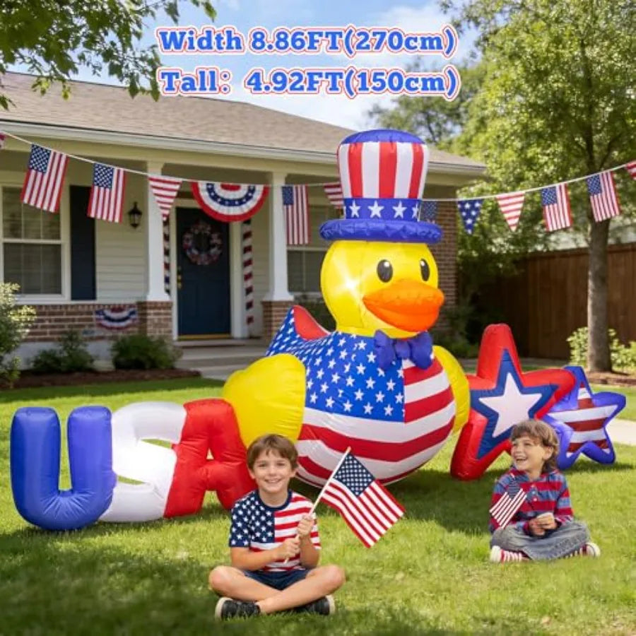 8.8 Foot Outdoor Patriotic USA Duck Inflatable Decoration
