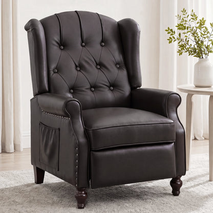 TCGBKAF Mid-Century Wingback Recliner with Massage &amp; Heat