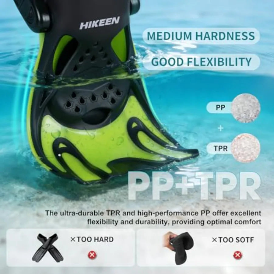 Lightweight Adjustable Adult Open Heel Rubber Snorkel Fins