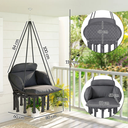 Hanging Macrame Hammock Swing Chair with Cushion
