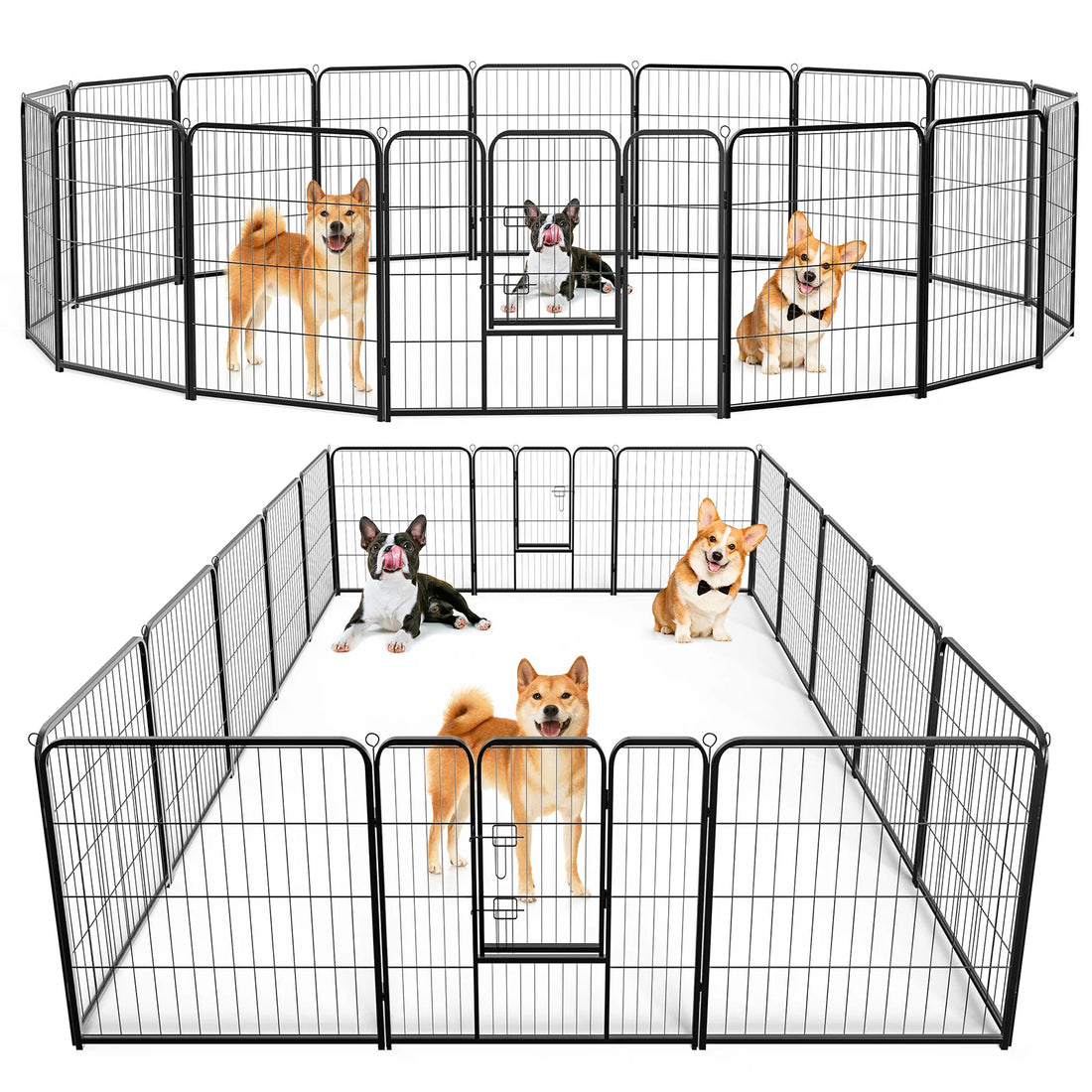 JHK 16 Panel Foldable Metal Dog Playpen