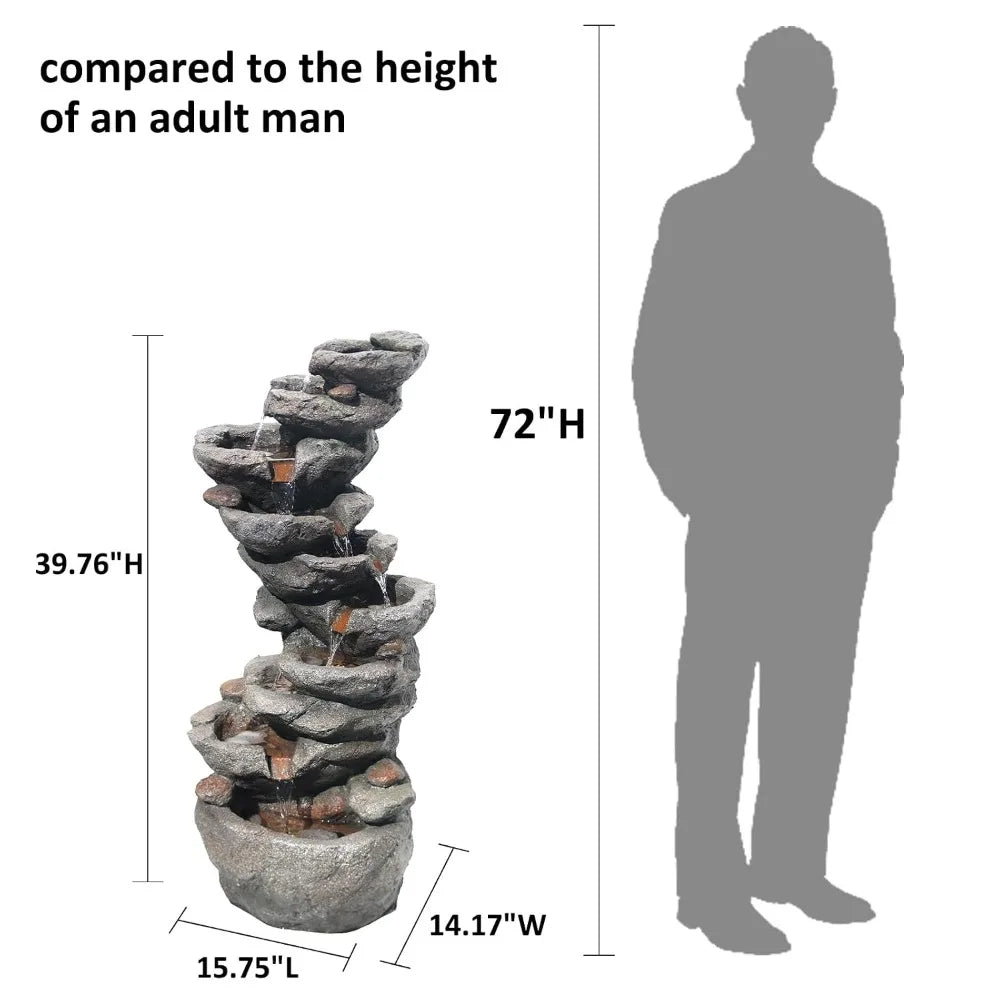 10-Tier Cascading Outdoor Rock Waterfall