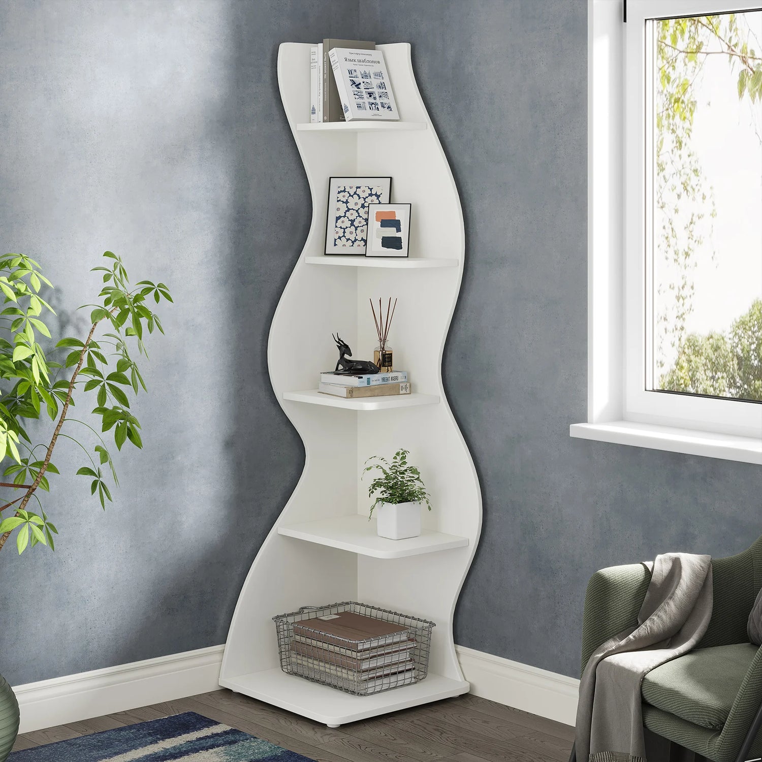 Tribesigns Modern 5-Tier Corner Shelf