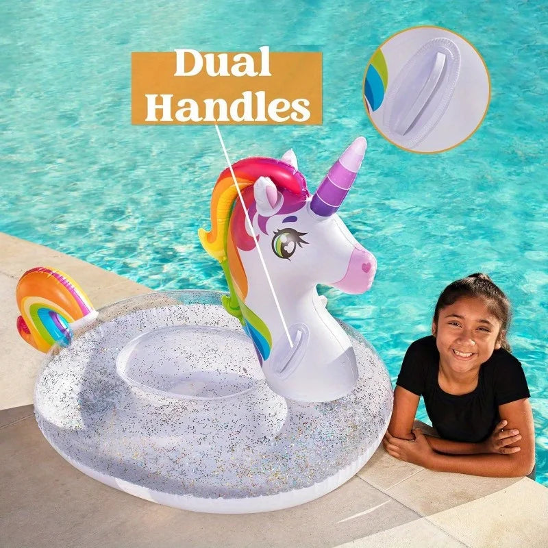 Unicorn Inflatable Pool Float with Glitter